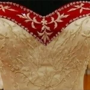 Elegant Red and White Embellished Dress